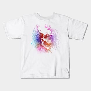 Skull Flowers tatoo style colorful Kids T-Shirt